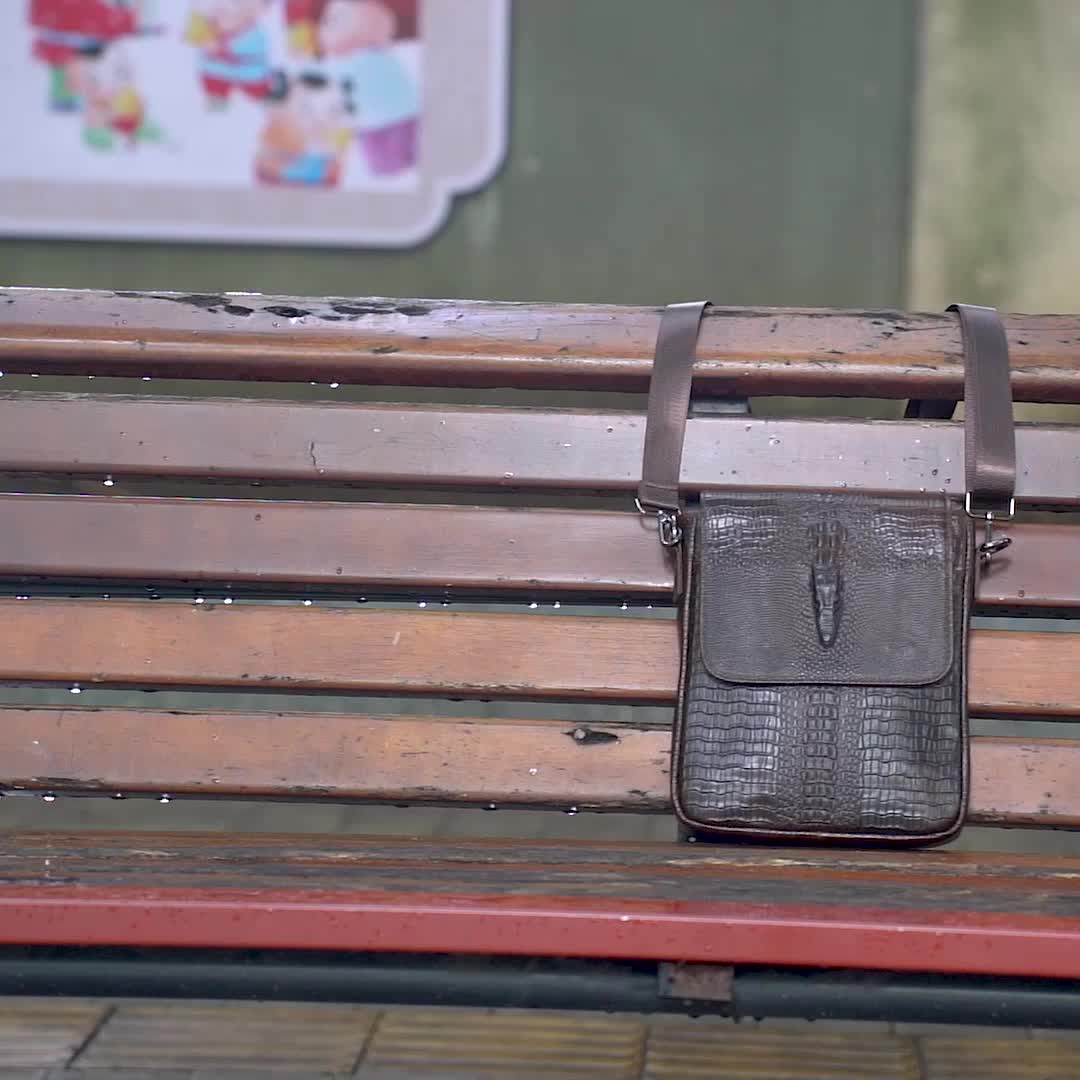 Vintage Genuine Leather Shoulder Bag, Crocodile Pattern Crossbody Bag