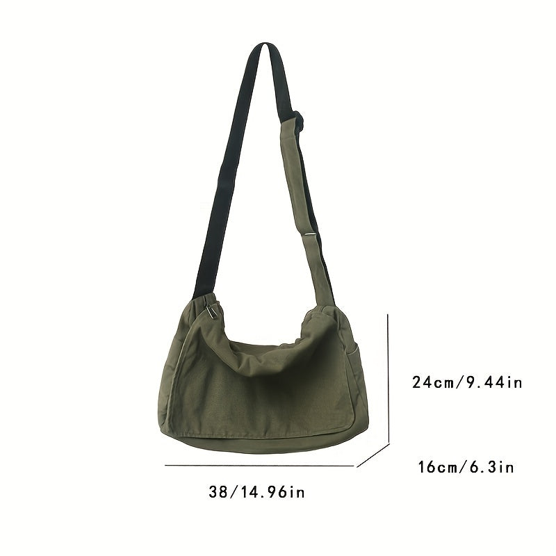 Large Capacity Canvas Messenger Bag, Sports Casual Crossbody Bag