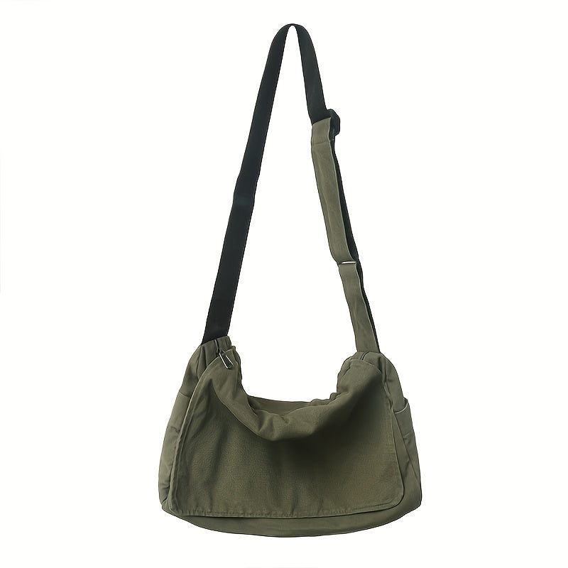 Large Capacity Canvas Messenger Bag, Sports Casual Crossbody Bag