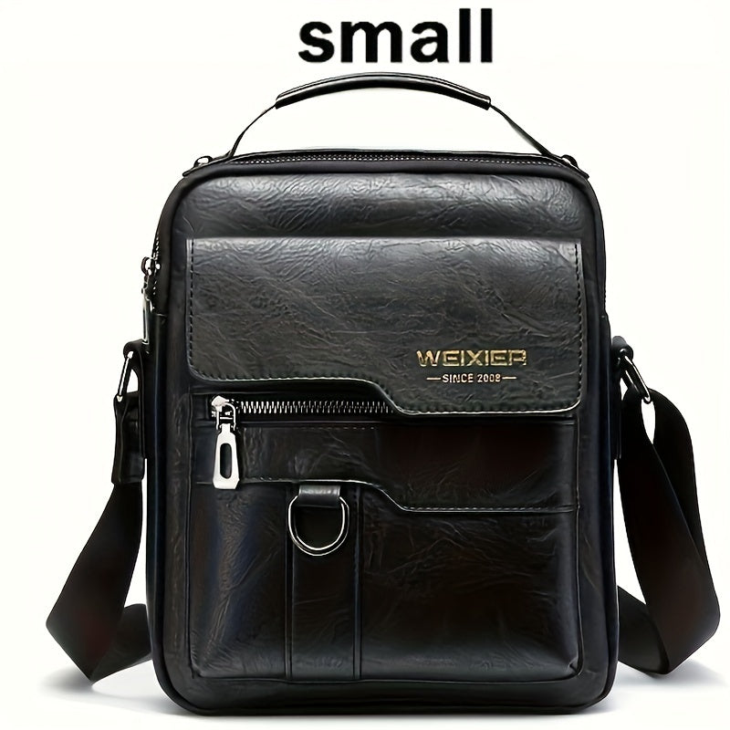WEIXIER Vintage Leather Shoulder Bag, Men's Casual Satchel Bag
