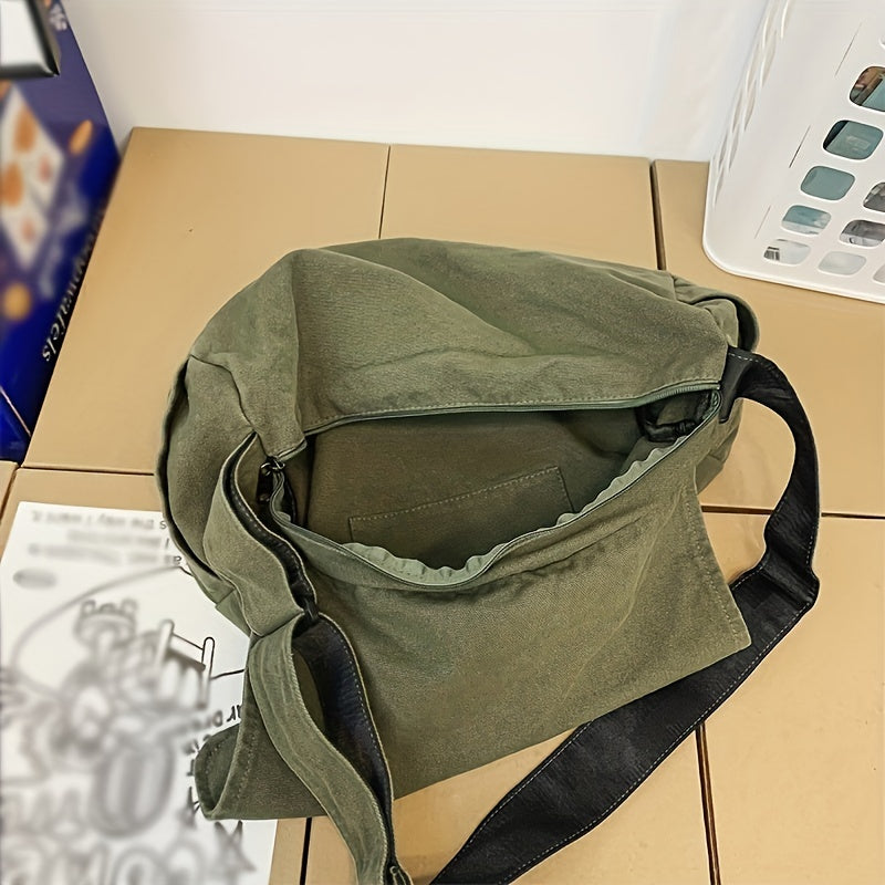 Large Capacity Canvas Messenger Bag, Sports Casual Crossbody Bag
