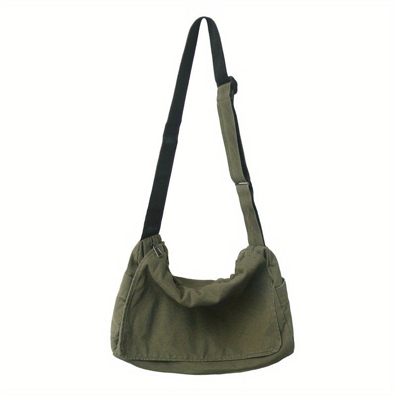 Large Capacity Canvas Messenger Bag, Sports Casual Crossbody Bag