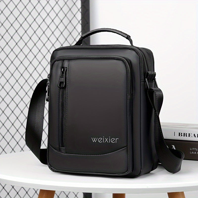 WEIXIER Vintage Leather Shoulder Bag, Men's Casual Satchel Bag