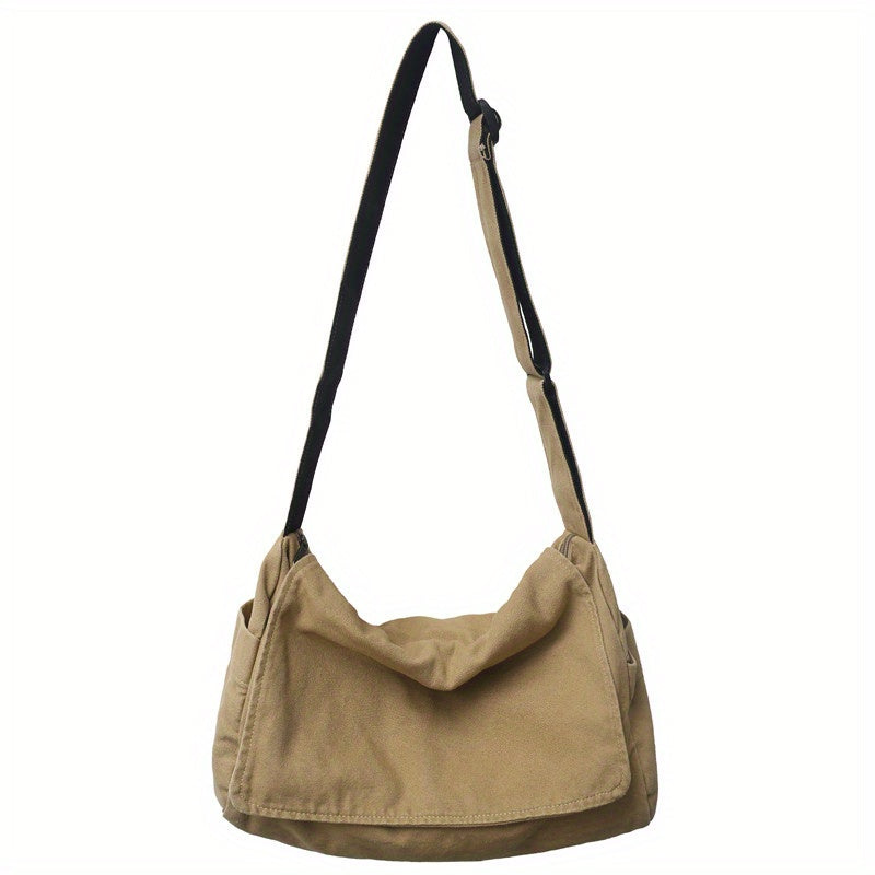 Large Capacity Canvas Messenger Bag, Sports Casual Crossbody Bag